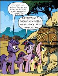 Size: 783x1024 | Tagged: safe, artist:andypriceart, edit, editor:symphonic sync, idw, character:twilight sparkle, character:twilight sparkle (alicorn), species:alicorn, species:pegasus, species:pony, species:unicorn, barrel, dialogue, female, mare, speech bubble, trio