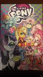 Size: 1440x2560 | Tagged: safe, artist:andypriceart, character:angel bunny, character:applejack, character:fluttershy, character:pinkie pie, character:rainbow dash, character:rarity, character:spike, character:twilight sparkle, character:twilight sparkle (unicorn), species:dragon, species:earth pony, species:pegasus, species:pony, species:unicorn, 80's fashion, 80s, andy you magnificent bastard, cover, cyndi lauper, female, hairspray, hoof hold, male, mane seven, mane six, mare, michael jackson, olivia newton-john, prince (musician)