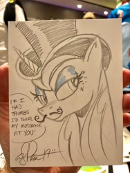 Size: 1536x2048 | Tagged: safe, artist:andypriceart, character:princess luna, species:pony, babscon, babscon 2019, clothing, convention, facial hair, female, hat, mare, moustache, pencil drawing, top hat, traditional art