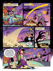Size: 768x1024 | Tagged: safe, artist:andypriceart, idw, official comic, character:cosmos, character:discord, species:draconequus, book, comic, dialogue, duo, female, floating island, gardening, male, preview, speech bubble, the discord zone