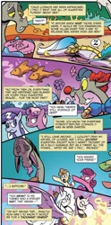 Size: 563x1137 | Tagged: safe, artist:andypriceart, idw, official comic, character:discord, character:princess celestia, character:princess luna, species:draconequus, species:pony, armor, cake, chaos, clown, clown nose, comic, dialogue, discord the clown, disproportionate retribution, elements of harmony, female, fish, flashback, food, male, mare, purple sky, retcon, speech bubble