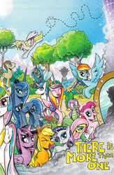 Size: 1040x1600 | Tagged: safe, artist:andypriceart, edit, idw, character:applejack, character:derpy hooves, character:doctor whooves, character:fluttershy, character:king sombra, character:pinkie pie, character:princess cadance, character:princess celestia, character:princess luna, character:queen chrysalis, character:rainbow dash, character:rarity, character:shining armor, character:spike, character:time turner, character:twilight sparkle, character:twilight sparkle (alicorn), species:alicorn, species:changeling, species:pony, changeling queen, comics, cover, dark mirror universe, english, equestria-3, female, mane six, mare, observer, textless edit