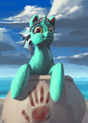 Size: 1000x1400 | Tagged: safe, artist:eqlipse, character:lyra heartstrings, species:pony, species:unicorn, bandana, female, mare, painterly, pirate, silly, solo