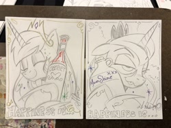 Size: 2048x1536 | Tagged: safe, artist:andypriceart, idw, character:princess celestia, character:princess luna, species:alicorn, species:pony, alcohol, andy you magnificent bastard, cabernet, crown, drunk, drunk bubbles, eyes closed, female, hoof hold, hoof shoes, jewelry, jug, lineart, mare, moonshine, one eye closed, pencil drawing, regalia, royal sisters, smiling, tongue out, traditional art, wine, wine bottle, xxx