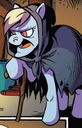 Size: 355x555 | Tagged: safe, artist:andypriceart, idw, official comic, species:earth pony, species:pony, auntie shadowfall, cane, cloak, clothing, cropped, female, mare, solo