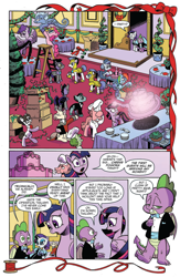 Size: 994x1528 | Tagged: safe, artist:andypriceart, idw, character:kibitz, character:pinkie pie, character:rainbow dash, character:rarity, character:raven inkwell, character:spike, character:twilight sparkle, character:twilight sparkle (alicorn), species:alicorn, species:bat pony, species:dragon, species:pony, night guard, preview, royal guard, windy the windigo, winged spike