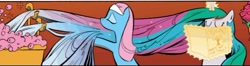 Size: 704x187 | Tagged: safe, artist:andypriceart, idw, official comic, character:lotus blossom, character:princess celestia, species:alicorn, species:earth pony, species:pony, cropped, female, long hair, magazine, mare, washing hair, wet mane