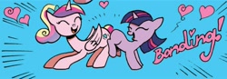 Size: 1208x421 | Tagged: safe, artist:andypriceart, idw, official comic, character:princess cadance, character:twilight sparkle, species:alicorn, species:pony, species:unicorn, bonding, butt to butt, butt touch, cute, cutedance, female, filly, filly twilight sparkle, neigh anything, out of context, younger