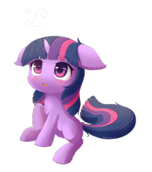 Size: 1200x1350 | Tagged: safe, artist:mochi2-arts, artist:symbianl, character:twilight sparkle, character:twilight sparkle (unicorn), species:pony, species:unicorn, license:cc-by-nc-nd, :<, blank flank, blushing, cheek fluff, chest fluff, cute, ear fluff, female, filly, filly twilight sparkle, floppy ears, leg fluff, magic, open mouth, simple background, sitting, solo, transparent background, twiabetes, weapons-grade cute, younger