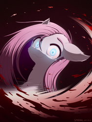 Size: 1200x1600 | Tagged: safe, artist:symbianl, character:pinkamena diane pie, character:pinkie pie, species:earth pony, species:pony, license:cc-by-nc-nd, adoracreepy, blood, creepy, cute, female, mare, solo, teary eyes