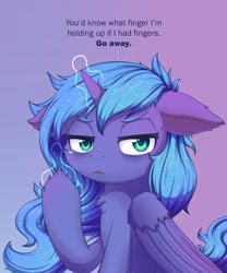 Size: 1600x1920 | Tagged: safe, artist:symbianl, character:princess luna, species:alicorn, species:pony, license:cc-by-nc-nd, glowing horn, horn, looking at you, middle finger, vulgar