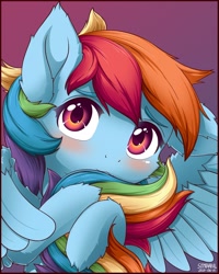Size: 1280x1600 | Tagged: safe, artist:symbianl, character:rainbow dash, species:pegasus, species:pony, license:cc-by-nc-nd, blushing, cheek fluff, cute, dashabetes, ear fluff, female, fluffy, leg fluff, looking at you, mare, solo