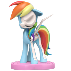 Size: 1000x1000 | Tagged: safe, part of a set, character:rainbow dash, species:pegasus, species:pony, g4, 3d render, bone, dissectibles, freeny's hidden dissectibles, merchandise, simple background, skeleton, solo, transparent background