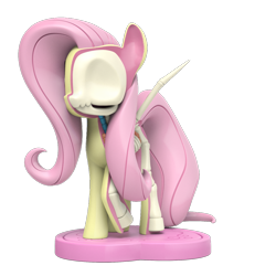 Size: 1000x1000 | Tagged: safe, part of a set, character:fluttershy, species:pegasus, species:pony, g4, 3d render, bone, dissectibles, freeny's hidden dissectibles, merchandise, simple background, skeleton, solo, transparent background