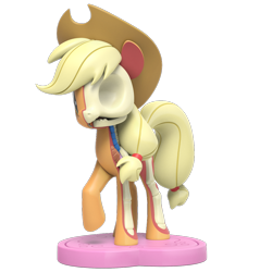 Size: 1000x1000 | Tagged: safe, part of a set, character:applejack, species:earth pony, species:pony, g4, 3d render, bone, dissectibles, freeny's hidden dissectibles, merchandise, raised hoof, simple background, skeleton, solo, transparent background
