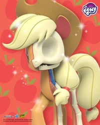 Size: 1638x2048 | Tagged: safe, official, part of a set, character:applejack, species:earth pony, species:pony, g4, 3d render, bone, dissectibles, freeny's hidden dissectibles, merchandise, my little pony logo, poster, skeleton, solo