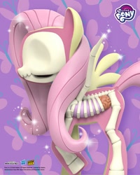 Size: 1638x2048 | Tagged: safe, official, part of a set, character:fluttershy, species:pegasus, species:pony, g4, 3d render, bone, dissectibles, freeny's hidden dissectibles, merchandise, my little pony logo, poster, skeleton, solo