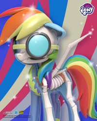 Size: 1638x2048 | Tagged: safe, official, part of a set, character:rainbow dash, species:pegasus, species:pony, g4, 3d render, bone, clothing, dissectibles, freeny's hidden dissectibles, goggles, merchandise, my little pony logo, poster, skeleton, solo, uniform, wonderbolts uniform