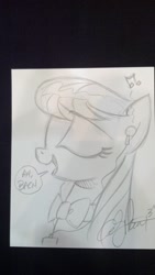 Size: 1024x1816 | Tagged: safe, artist:andypriceart, idw, character:octavia melody, species:earth pony, species:pony, earbuds, eyes closed, johann sebastian bach, monochrome, music, traditional art