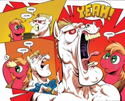 Size: 1068x866 | Tagged: safe, artist:andypriceart, idw, character:big mcintosh, character:bulk biceps, species:earth pony, species:pony, andy you magnificent bastard, faec, male, nope, roid rage, stallion, vein bulge, yeah, yelling