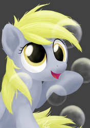 Size: 1280x1820 | Tagged: safe, artist:symbianl, character:derpy hooves, species:pegasus, species:pony, license:cc-by-nc-nd, bubble, female, mare, portrait, solo