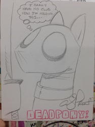 Size: 852x1136 | Tagged: safe, artist:andypriceart, deadpool, ponified, solo, traditional art
