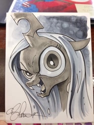 Size: 768x1024 | Tagged: safe, artist:andypriceart, character:queen chrysalis, solo, traditional art