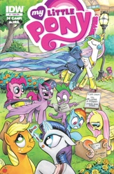 Size: 2063x3131 | Tagged: safe, artist:andypriceart, idw, character:applejack, character:fluttershy, character:pinkie pie, character:princess celestia, character:princess luna, character:rainbow dash, character:rarity, character:spike, character:twilight sparkle, character:twilight sparkle (alicorn), species:alicorn, species:pony, comic, cover, female, makeup, mane seven, mane six, mare, roller skates, tentacles