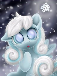 Size: 3750x5000 | Tagged: safe, artist:symbianl, oc, oc only, oc:snowdrop, license:cc-by-nc-nd, absurd resolution, crying, looking at you, snow, snowfall, solo