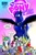 Size: 688x1044 | Tagged: safe, artist:andypriceart, idw, character:princess celestia, character:princess luna, species:alicorn, species:pony, g4, andy you magnificent bastard, bloodshot eyes, caffeine, celestia is not amused, coffee, cover, cup, duo, duo female, female, frown, funny, funny as hell, logo, luna found the coffee, mare, open mouth, royal sisters, siblings, sisters, smiling, spread wings, tongue out, unamused, wide eyes, wings
