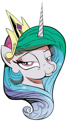Size: 2771x5000 | Tagged: safe, artist:amorecadenza, artist:andypriceart, idw, character:princess celestia, species:alicorn, species:pony, aweeg*, female, lidded eyes, looking at you, mare, portrait, puffy cheeks, simple background, solo, transparent background, vector