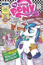 Size: 726x1101 | Tagged: safe, artist:andypriceart, idw, character:cherry berry, character:diamond rose, character:lemony gem, character:princess cadance, character:shining armor, character:spring melody, character:sprinkle medley, andy you magnificent bastard, buck withers, comic cover, cover, dice bag, dungeons and dragons, school