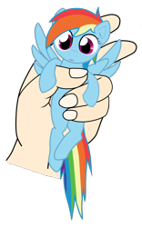 Size: 2000x3197 | Tagged: safe, artist:sprocket, artist:symbianl, character:rainbow dash, species:human, species:pony, license:cc-by-nc-nd, cute, dashabetes, hand, holding a pony, in goliath's palm, micro, monochrome, simple background, transparent background, vector