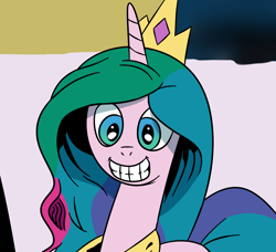 Size: 1024x933 | Tagged: safe, artist:andypriceart, idw, character:princess celestia, character:princess luna, cosplay, disguise, faec, grin, pinklestia, seems legit, solo