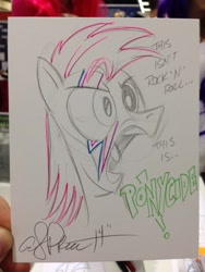Size: 852x1136 | Tagged: safe, artist:andypriceart, aladdin sane, david bowie, ponified, solo, traditional art, ziggy stardust