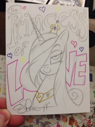 Size: 852x1136 | Tagged: safe, artist:andypriceart, character:princess cadance, bedroom eyes, solo, traditional art