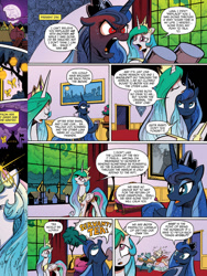 Size: 720x960 | Tagged: safe, artist:andypriceart, idw, character:kibitz, character:princess celestia, character:princess luna, preview, reflections drama
