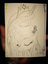 Size: 640x852 | Tagged: safe, artist:andypriceart, character:princess celestia, character:princess luna, andy price is trying to murder us, cuddling, cute, cutelestia, eyes closed, glitter, lunabetes, partial color, royal sisters, snuggling, sparkly mane, sweet dreams fuel, traditional art