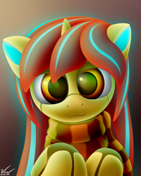 Size: 2000x2500 | Tagged: safe, artist:symbianl, oc, oc only, oc:autumn leaf, species:pony, license:cc-by-nc-nd, :3, clothing, looking at you, robot, robot pony, scarf, solo