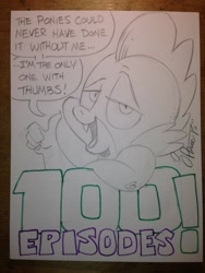 Size: 768x1024 | Tagged: safe, artist:andypriceart, character:spike, 100th episode, solo, traditional art