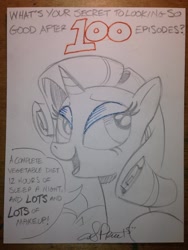 Size: 770x1024 | Tagged: safe, artist:andypriceart, character:rarity, 100th episode, solo, traditional art