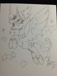 Size: 768x1024 | Tagged: safe, artist:andypriceart, character:leadwing, oc, species:alicorn, species:pony, alicorn oc, alicornified, andy price, andy you magnificent bastard, monochrome, ponified, pretty princess, princess andy, sketch, traditional art