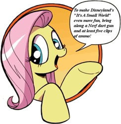 Size: 421x431 | Tagged: safe, artist:andypriceart, character:fluttershy, bad advice fluttershy, disneyland, exploitable meme, good advice fluttershy, it's a small world, meme