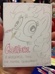 Size: 1019x1359 | Tagged: safe, artist:andypriceart, character:pinkie pie, andy you magnificent bastard, crayons, solo, the simpsons, traditional art