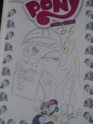 Size: 600x800 | Tagged: safe, artist:andypriceart, character:princess celestia, comic cover, insult, katie cook, sibling rivalry, solo, traditional art