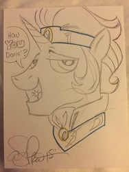 Size: 960x1280 | Tagged: safe, artist:andypriceart, character:good king sombra, character:king sombra, f.r.i.e.n.d.s, joey tribbiani, male, solo, sombra swag, stupid sexy good king sombra, stupid sexy sombra, traditional art