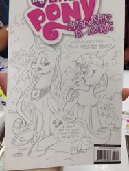 Size: 938x1250 | Tagged: safe, artist:andypriceart, character:princess luna, character:sunset shimmer, species:alicorn, species:pony, species:unicorn, andy you magnificent bastard, burn, rekt, shots fired, traditional art