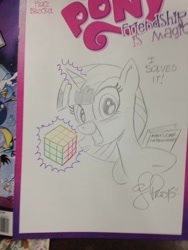 Size: 768x1024 | Tagged: safe, artist:andypriceart, character:twilight sparkle, angry birds, cheating, hilarious in hindsight, rubik's cube, solo