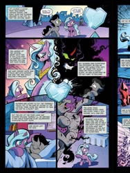 Size: 720x960 | Tagged: safe, artist:andypriceart, idw, official comic, character:king sombra, character:radiant hope, species:pony, species:umbrum, species:unicorn, body horror, colt, comic, crystal heart, female, filly, idw advertisement, male, observer (character), preview, princess, siege of the crystal empire, suffering