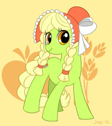 Size: 482x545 | Tagged: safe, artist:jiayi, character:granny smith, species:pony, adorasmith, bonnet, braid, cute, female, mare, smiling, solo, young granny smith